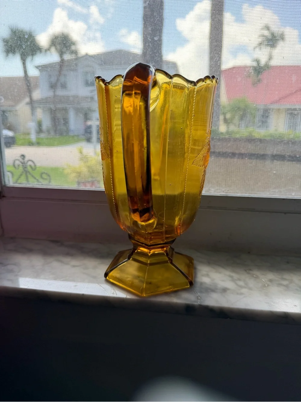 Vintage Jeannette Amber Glass Pitcher